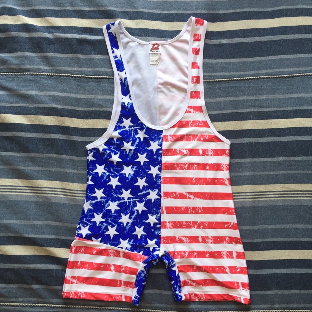 Stars and Stripes American Flag Wrestling Singlet